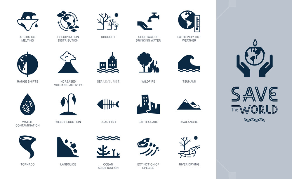 1000x615 Save The World Big Icon Set Different Variants Of Environmental