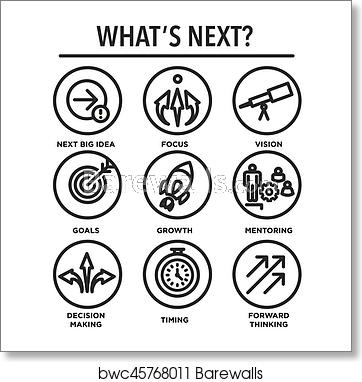 362x382 What's Next Icon Set With Big Idea, Mentoring, Decision Making