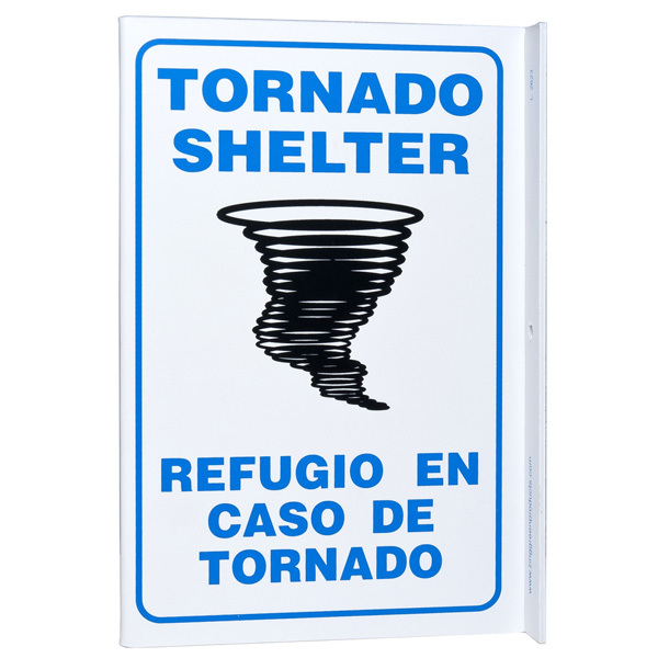 600x600 Bilingual Englishspanish Tornado Shelter Wall Projecting L Sign W