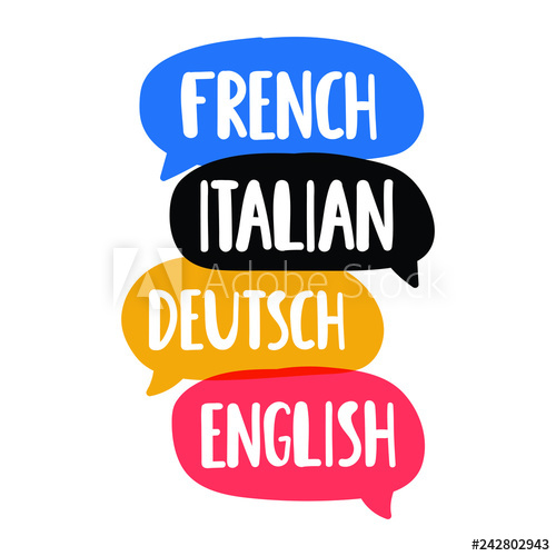 500x500 French, Italian, Deutsch, English Translation, Bilingual Concept