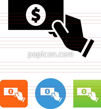 400x432 Hand Holding A Dollar Bill Icon