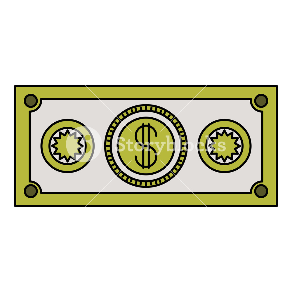 1000x1000 Colorful Silhouette Of Money Bill Icon Vector Illustration Royalty