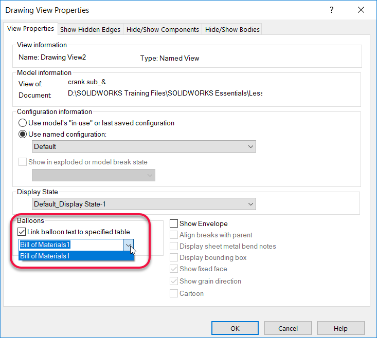 733x658 How To Link A Bill Of Materials To A View In Solidworks Gsc