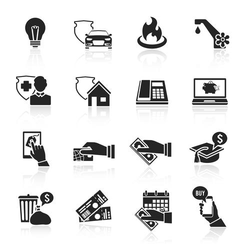 490x490 Pay Bill Icons Black Set Vector