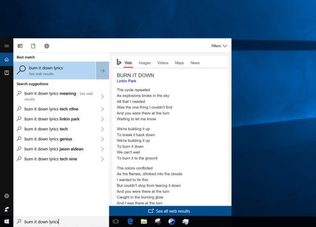 640x460 New Cortana Ui Shows Bing Results On Desktop Ubergizmo