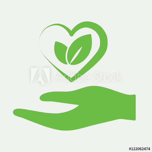 500x500 Hand Plant Leaf Home Care Eco Bio Icon Simple Green On White Bac