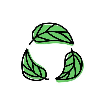 450x450 Biodegradable Symbol Green Leaves Eco Recycled Icon Doodle Vector