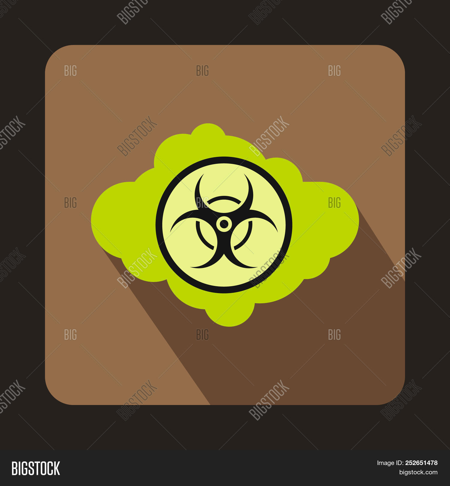 1500x1620 Green Cloud With Biohazard Symbol Icon In Flat Style On Image