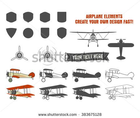 Vintage Airplane Symbols Biplane Vector Graphic Labels Retro 450x380 Vintage Airplane Symbols Biplane Vector Graphic Labels Retro