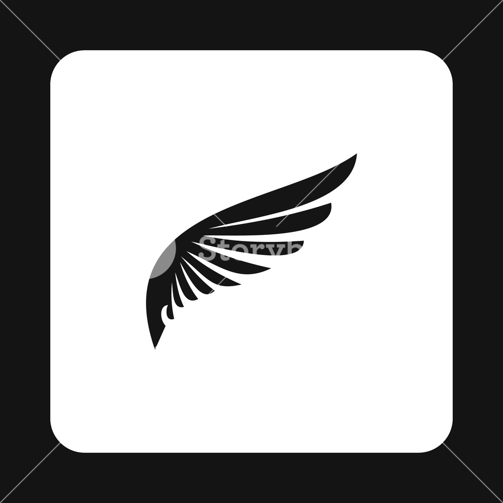 1000x1000 Black Wing Of Bird Icon In Simple Style Isolated On White