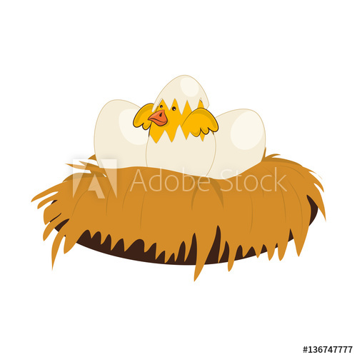 500x500 Cute Bird Nest Icon Vector Illustration Design