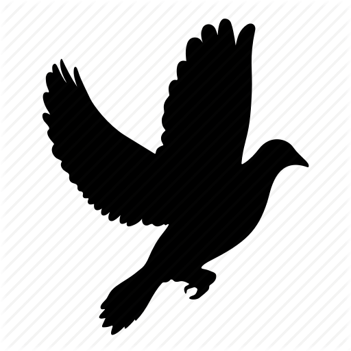 512x512 Animal, Bird, Birds, Dove, Peace, Pigeon, Silhouette Icon