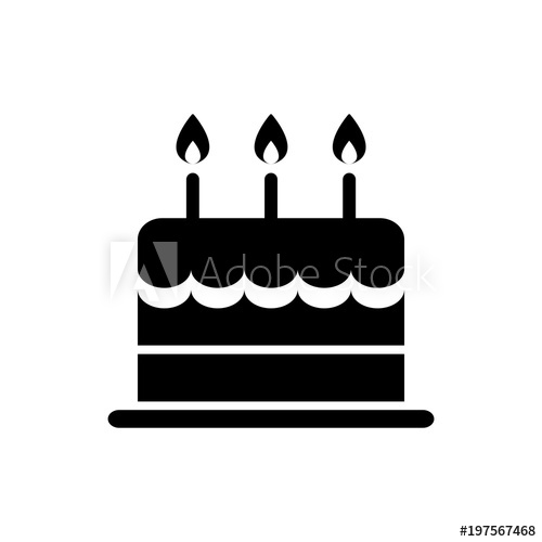 500x500 Birthday Cake Icon Silhouette Isolated Vector
