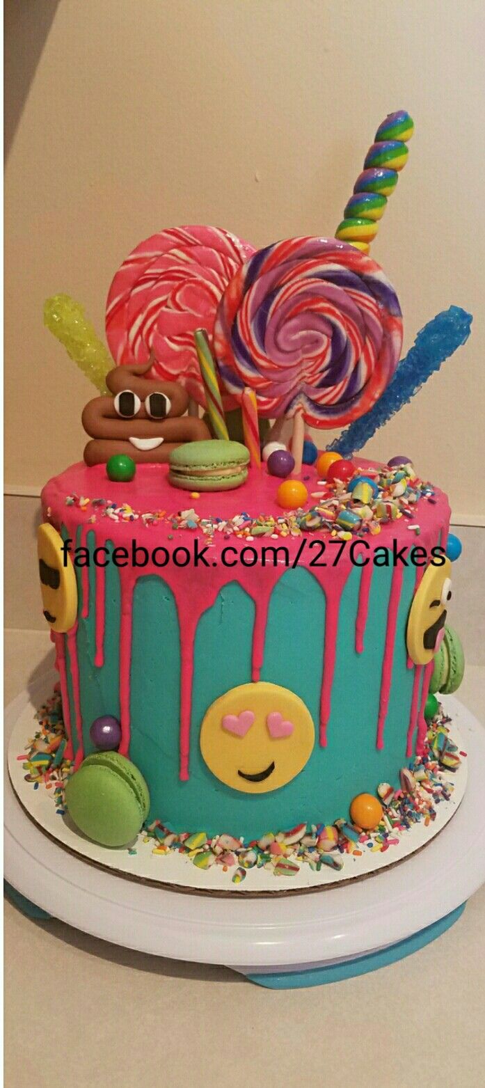 697x1563 Emoji Birthday Cake Drip Cake Candy Cake