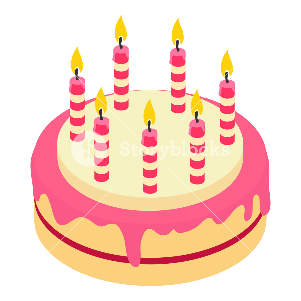 1000x1000 Birthday Cake Candle Icon Isometric Illustration Of Birthday Cake