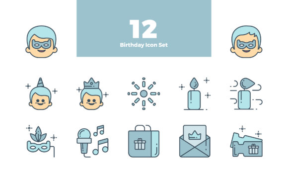 580x368 Birthday Icon Set Graphic