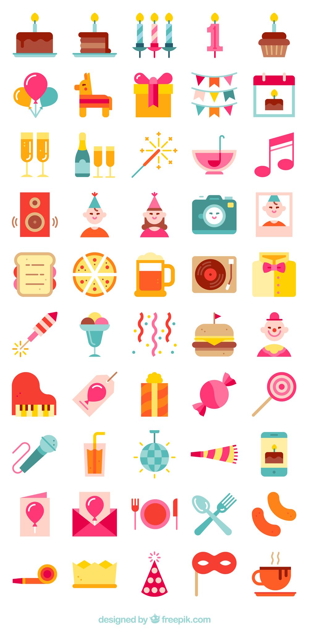 1000x2068 Free Vector Icons Of Birthday Party Designed