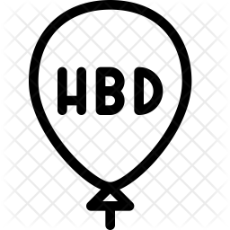 256x256 Happy Birthday Balloon Icon Of Line Style