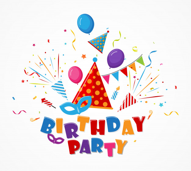 626x560 Birthday Celebration With Confetti And Party Icon Vector Premium