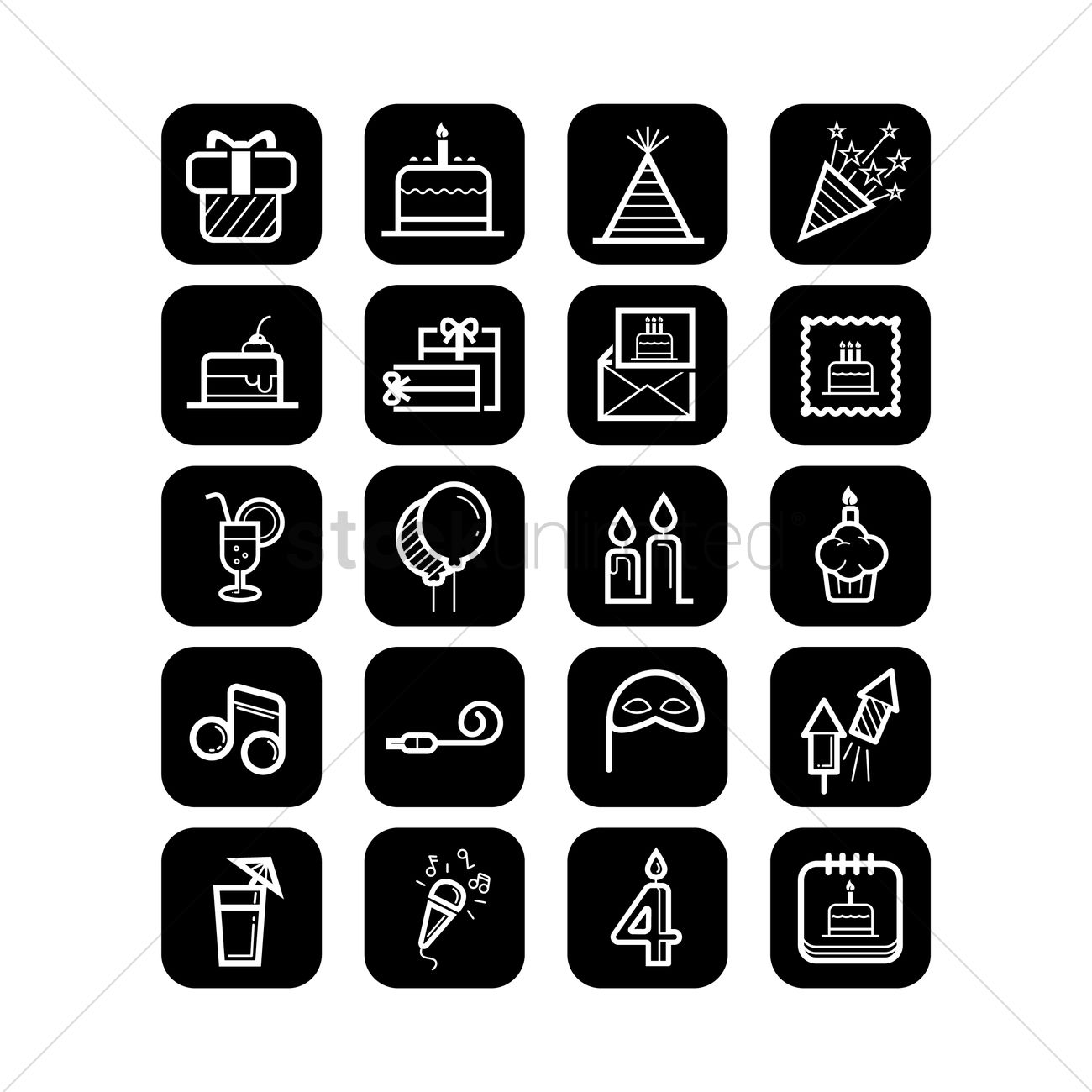 1300x1300 Birthday Party Icons Vector Image