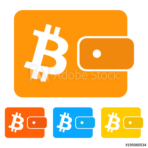 500x500 Simple, Flat Bitcoin Wallet Icon Four Variations Isolated