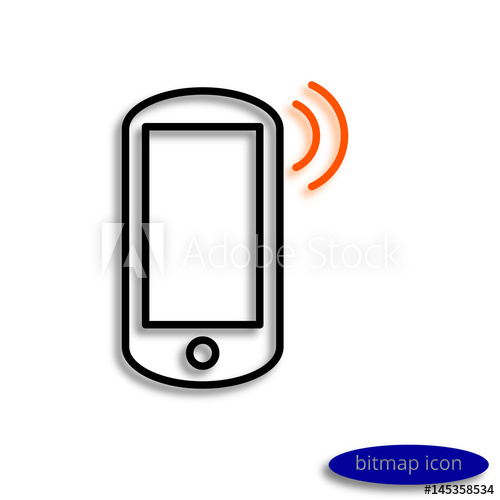 500x500 Smartphone With Orange Sound Casting Shadow, Graphic Bitmap Linear