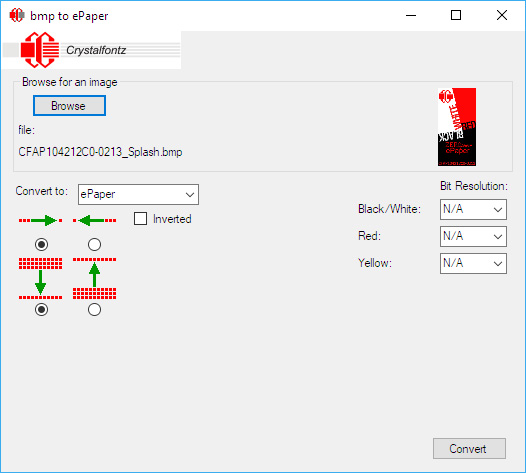 526x473 Bitmap To Epaper Converter