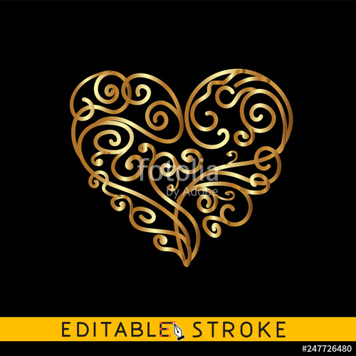 500x500 Golden Heart Valentines Day Icon Gold Icon On Black Background