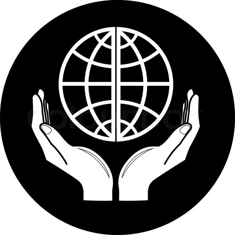 800x800 Stock Vector Of 'vector Globe In Hands Icon Black And White Simply