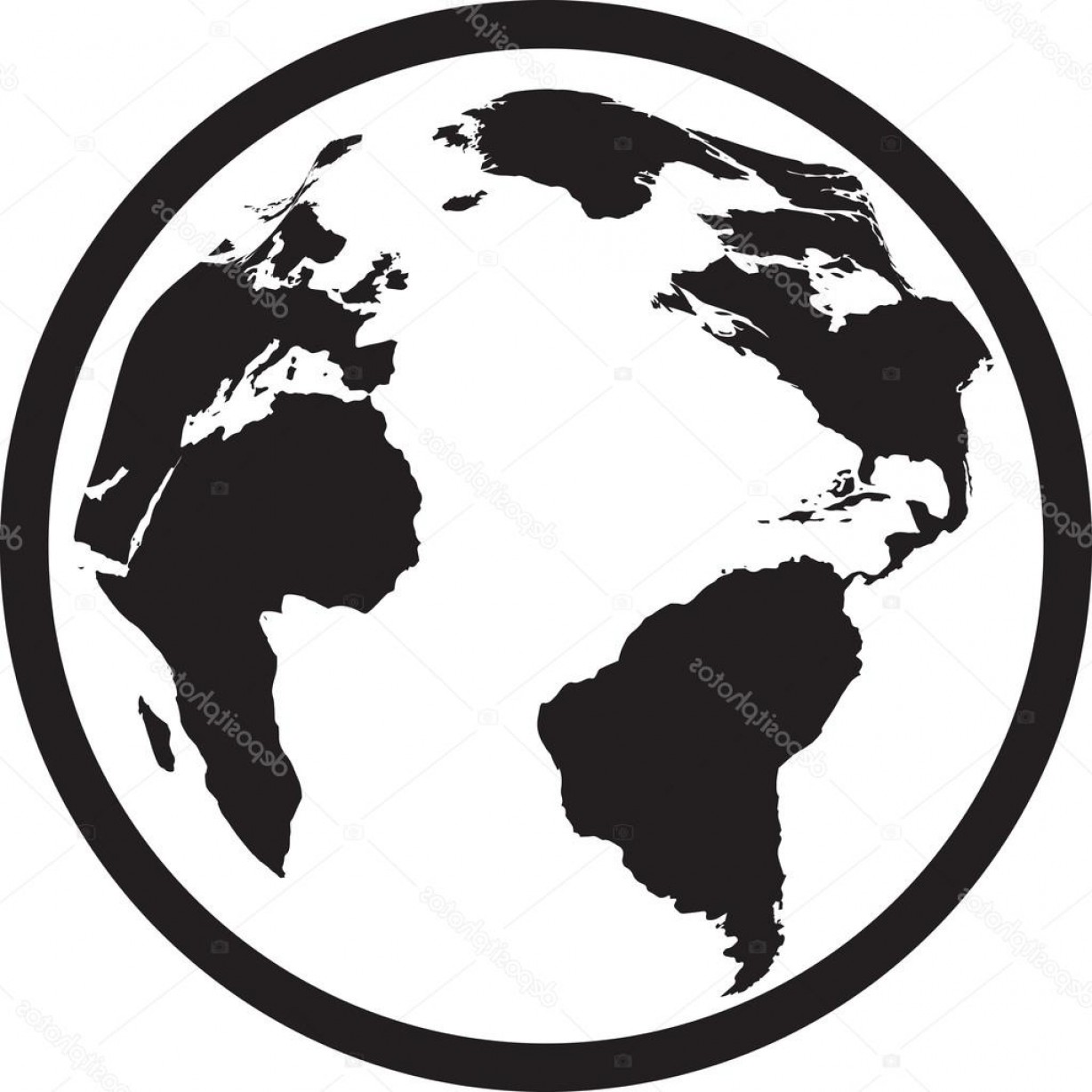1228x1228 Black And White Globe Vector Studiogrfx
