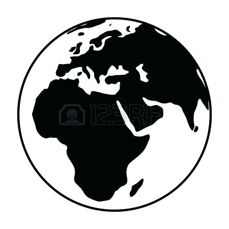 450x450 World Globe Black And White