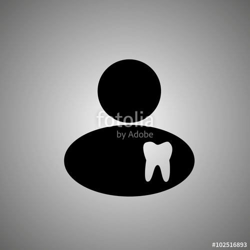 500x500 Man Silhouette With Tooth Logo Black And White Icon Dentist