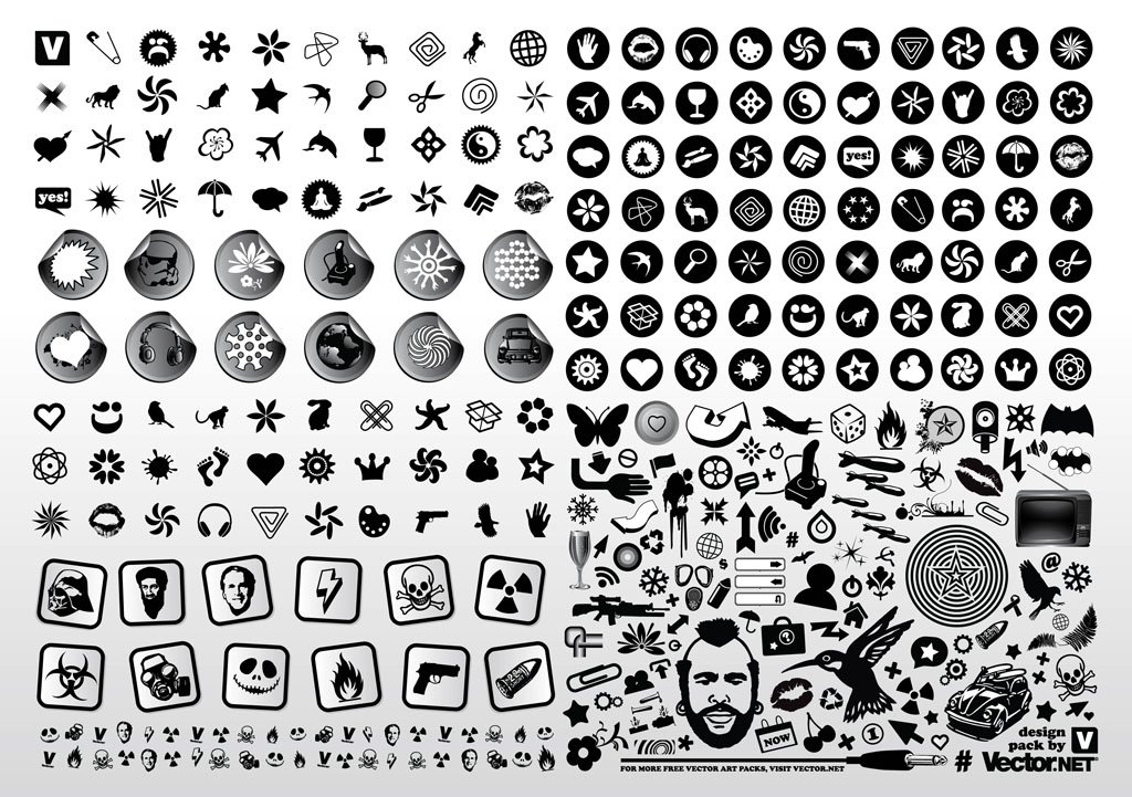 Black White Vector Icons Vector Art Graphics 1024x721 Black White Vector Icons Vector Art Graphics