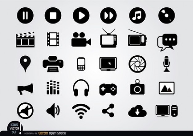 Flat Icon Pack For Multimedia Vector Free Download 626x442 Flat Icon Pack For Multimedia Vector Free Download