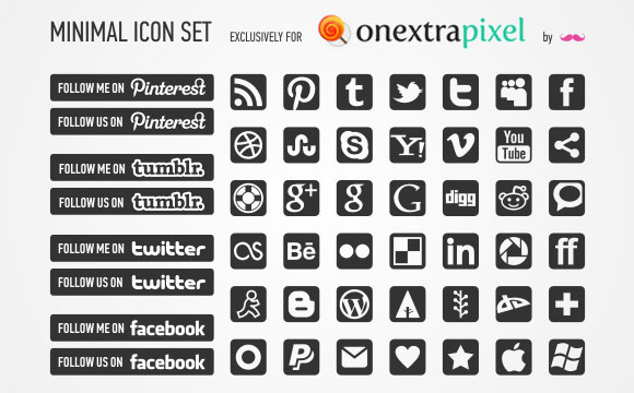 Freebies Black White Minimal Social Icons Pack 580x360 Freebies Black White Minimal Social Icons Pack