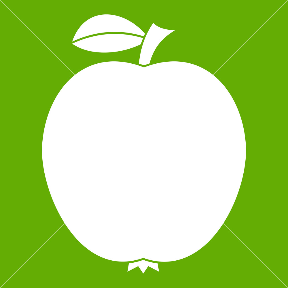 1000x1000 Black Apple Icon White Isolated On Green Background Vector
