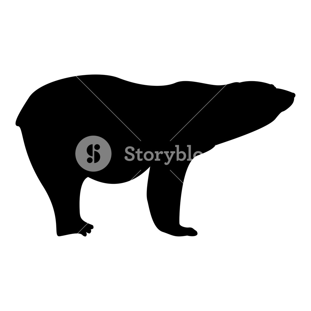 1000x1000 Polar Bear Icon Black Color Vector Illustration Flat Style Simple