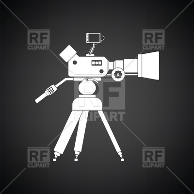 400x400 Movie Camera Icon On Black Background Vector Image Of Technology
