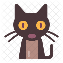 256x256 Black Cat Icon Of Flat Style