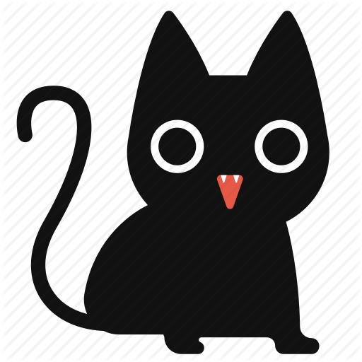 512x512 Black Cat, Cartoon, Cat, Cute, Halloween, Horror Icon