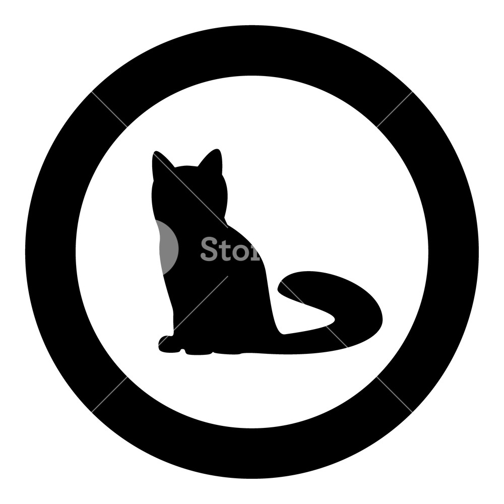 1000x1000 Cat Icon Black Color In Circle Or Round Vector Illustration
