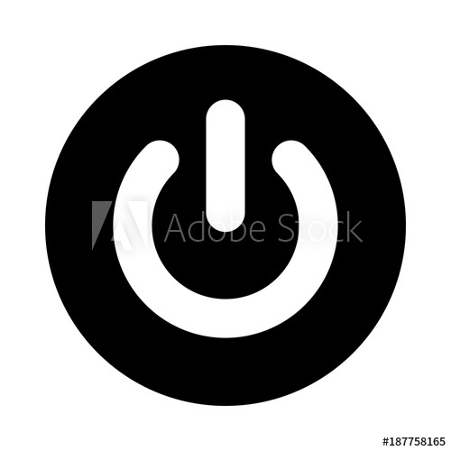 500x500 Power Button Circle Icon Black, Round, Minimalist Icon Isolated