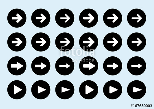 500x354 White Arrow Sign In Black Circle Icon, Plain Simple Flat Style