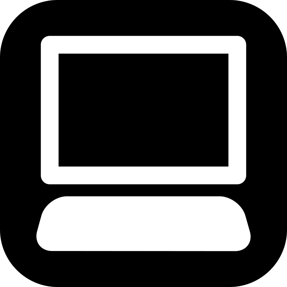 980x980 Desktop Computer On Black Square Background Png Icon Free