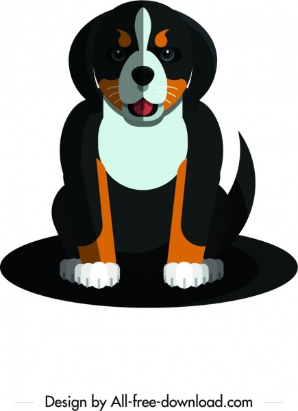 435x600 Domestic Dog Icon Black Brown Design Cartoon Character Free Vector