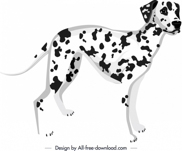 600x497 Spotted Dog Icon Black White Decor Cartoon Character Free Vector