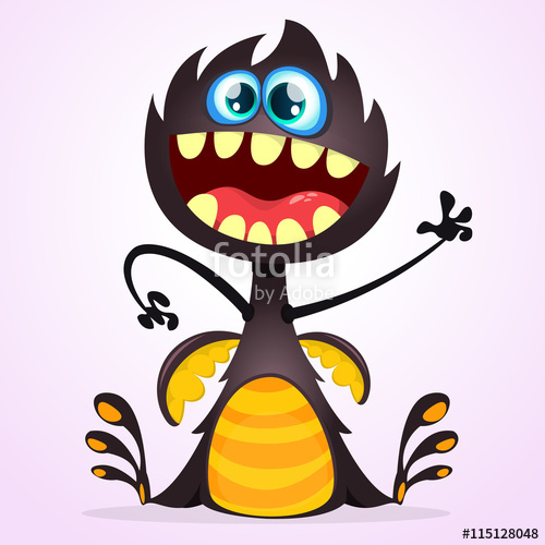 500x500 Vector Cartoon Dragon Monster With Tiny Wings Black Dragon