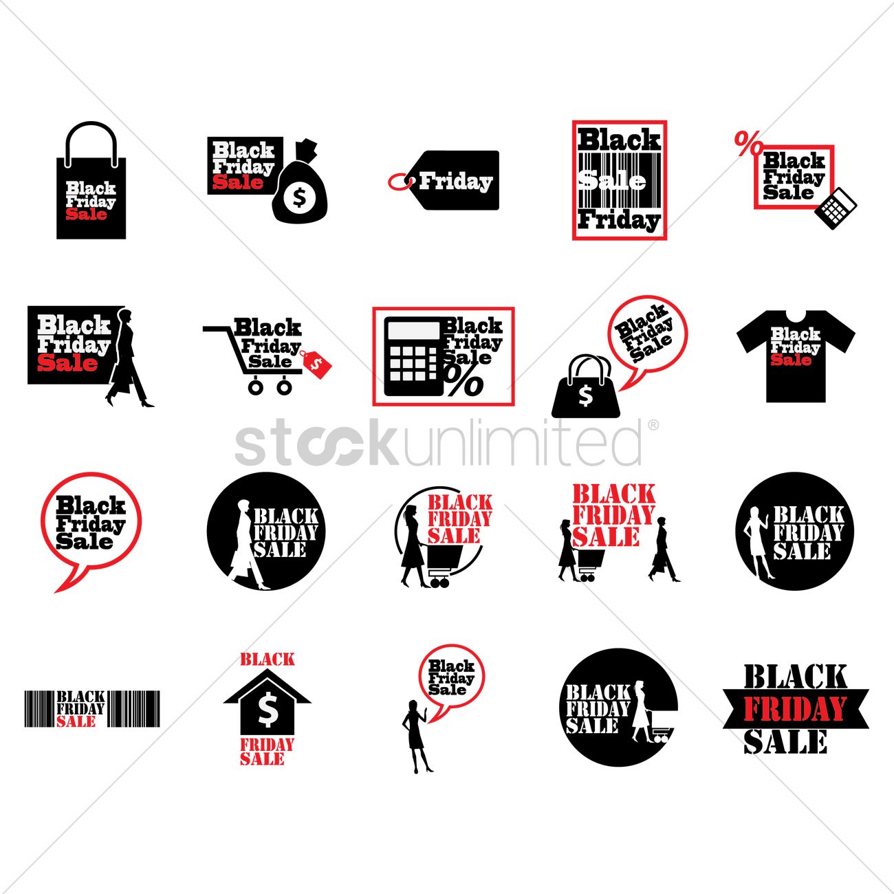 1300x1300 Set Of Black Friday Sale Icons Vector Image