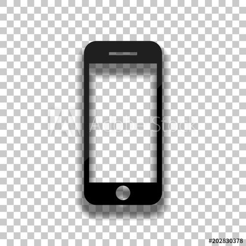 500x500 Mobile Phone Icon Black Glass Icon With Soft Shadow