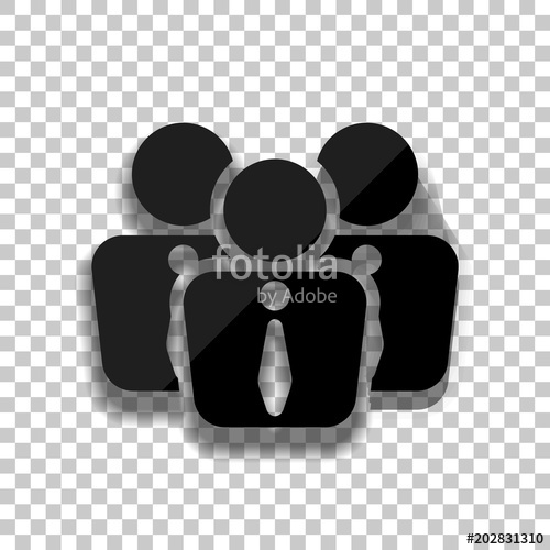 500x500 Office People, Team Black Glass Icon With Soft Shadow